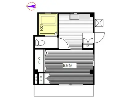 KOフラット(1DK/1階)の間取り写真
