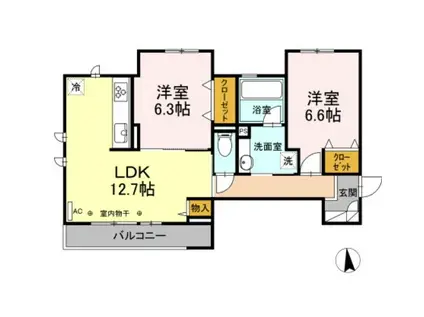 スカイアベニューヨコハマ(2LDK/3階)の間取り写真