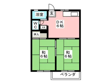 フォーブル建穂(2DK/2階)の間取り写真