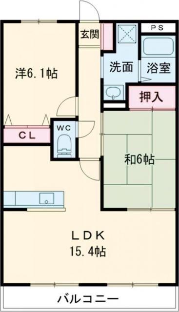 フィネス藍住(2LDK/2階)の間取り写真