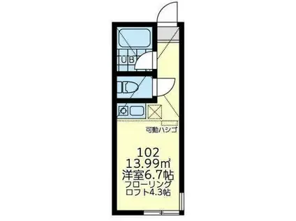 ユナイト八景アルザス・ロレーヌ(ワンルーム/1階)の間取り写真