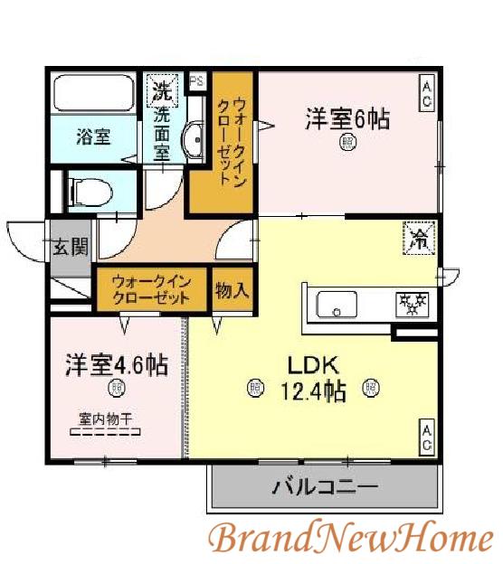 グランヴェールVI(2LDK/2階)の間取り写真