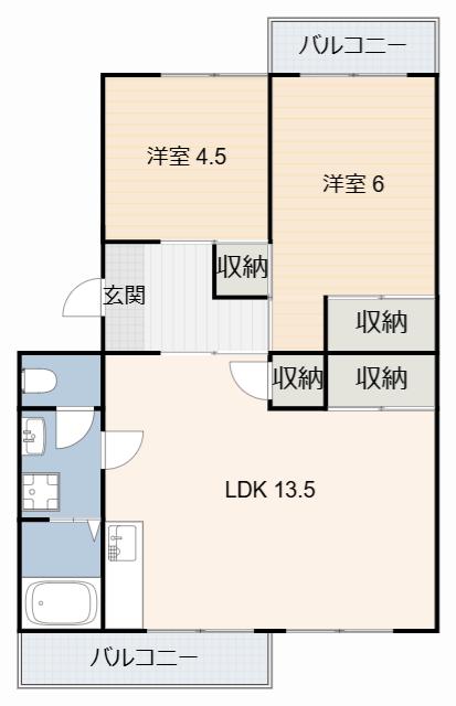 ドエル法土(2LDK/2階)の間取り写真