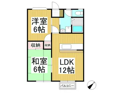 ハーベスト祢津(2LDK/2階)の間取り写真