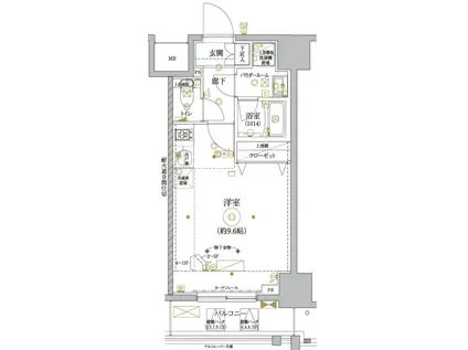 RELUXIA綾瀬III(ワンルーム/9階)の間取り写真