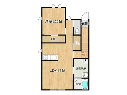 クロノスライハ(1LDK/2階)の間取り写真