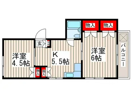 シャトーカネヨ江原(2K/3階)の間取り写真