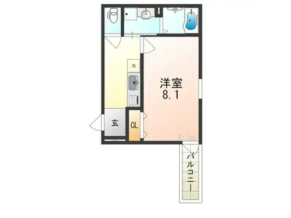 フジパレス百舌鳥赤畑町II番館(1K/1階)の間取り写真