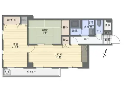 ベル青葉台(2DK/2階)の間取り写真