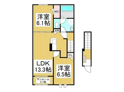 LE LIEN II(2LDK/2階)の間取り写真