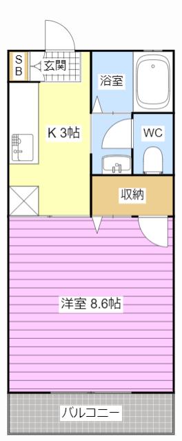 向平ハイツ(1K/1階)の間取り写真