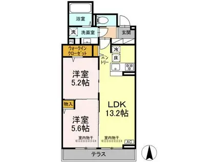 ウィステリア(2LDK/1階)の間取り写真