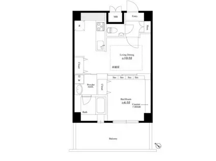 八潮パークスクエア(1LDK/10階)の間取り写真