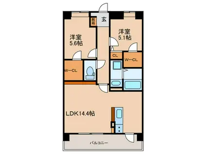 ソルカーサ(2LDK/4階)の間取り写真
