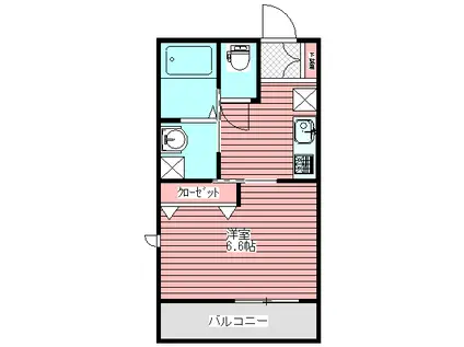 ヴァンベール緑が丘(1K/2階)の間取り写真