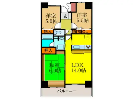 シティコート曽根東町五番館(3LDK/8階)の間取り写真