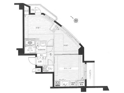 エルミタージュ荻窪(2DK/1階)の間取り写真