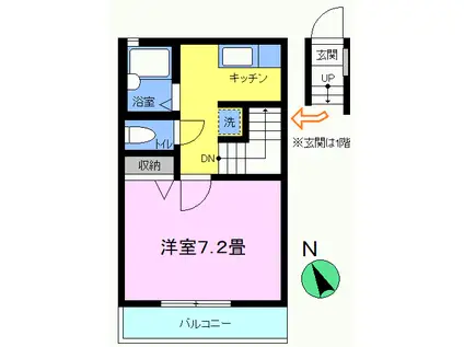 クレセント・サラ(1K/2階)の間取り写真