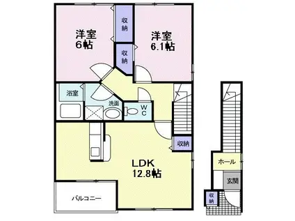 ビエント紫風 III(2LDK/2階)の間取り写真