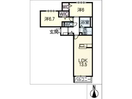 ポルトボナール イースト(2LDK/2階)の間取り写真
