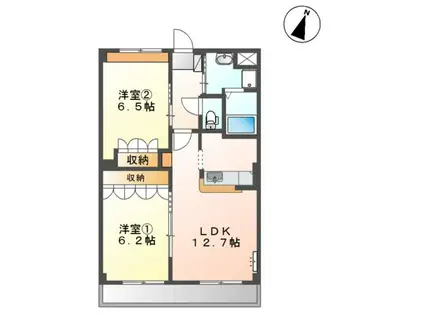 EXIA・II(2LDK/2階)の間取り写真