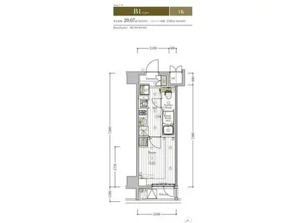HY.S MAXIV立川錦町(1K/3階)の間取り写真