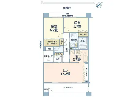 グレーシアコート横濱元町(2LDK/4階)の間取り写真