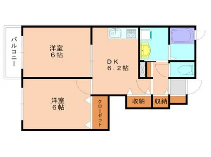 カルムヴィラIII(2DK/1階)の間取り写真
