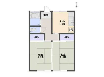 長内荘(2DK/2階)の間取り写真