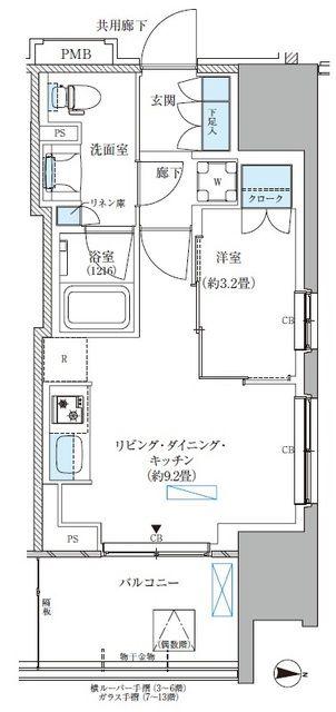 パークアクシス西大島コンフォートスクエア(1LDK/9階)の間取り写真