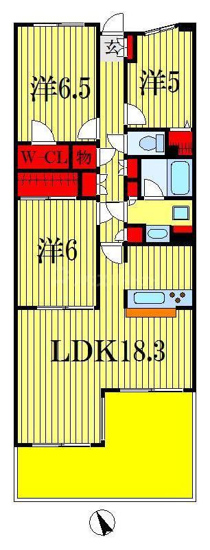 リーベスト西千葉(3LDK/8階)の間取り写真