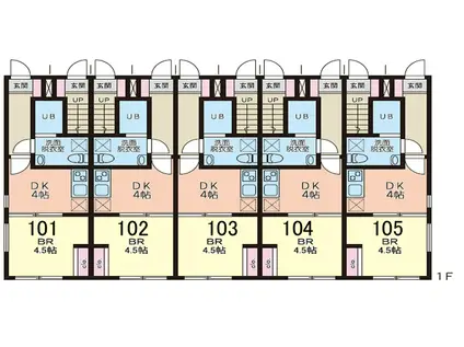 LIGNUM西荻北(1DK/1階)の間取り写真
