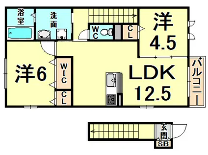 リヒトヴィラ(2LDK/2階)の間取り写真