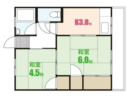 津田コーポ(2K/1階)の間取り写真