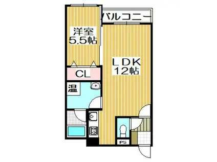 ヒラノアパートメントII(1LDK/5階)の間取り写真