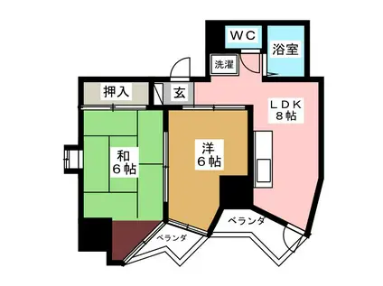 サン・ベルヴィ扇橋(2DK/6階)の間取り写真