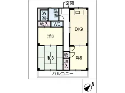 ハイツ・スプリング(3DK/2階)の間取り写真