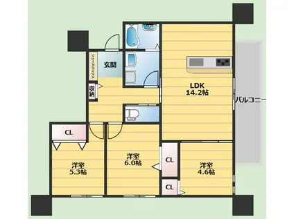 アドゥシール荘園(3LDK/1階)の間取り写真