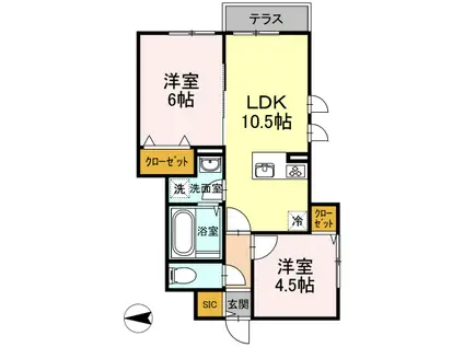 S-FLAT B棟(2LDK/1階)の間取り写真