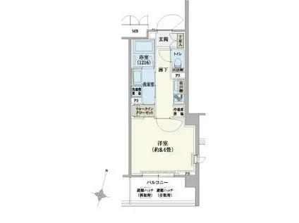 リージア経堂テラスガーデン(1K/5階)の間取り写真