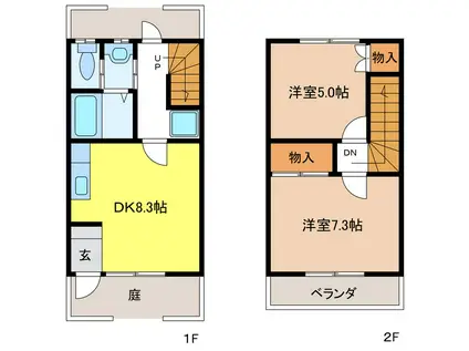 R・ハウス仏生寺(2DK/1階)の間取り写真