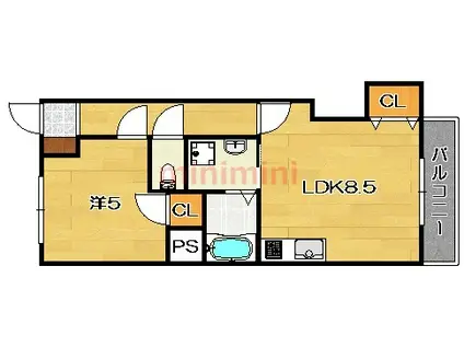 第一萩谷マンション(1LDK/3階)の間取り写真