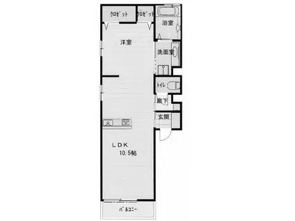 カルテット神明(1LDK/1階)の間取り写真