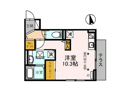 ルトリア(ワンルーム/1階)の間取り写真