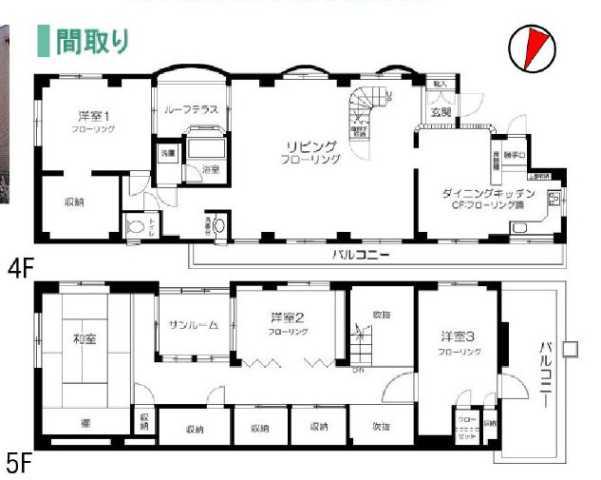 石川ビル(4LDK/4階)の間取り写真