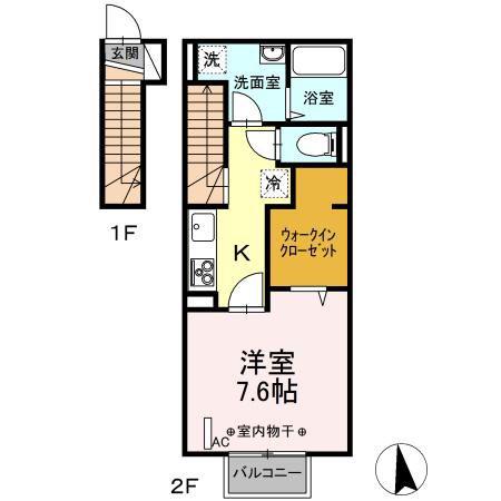 ノーブル(1K/2階)の間取り写真