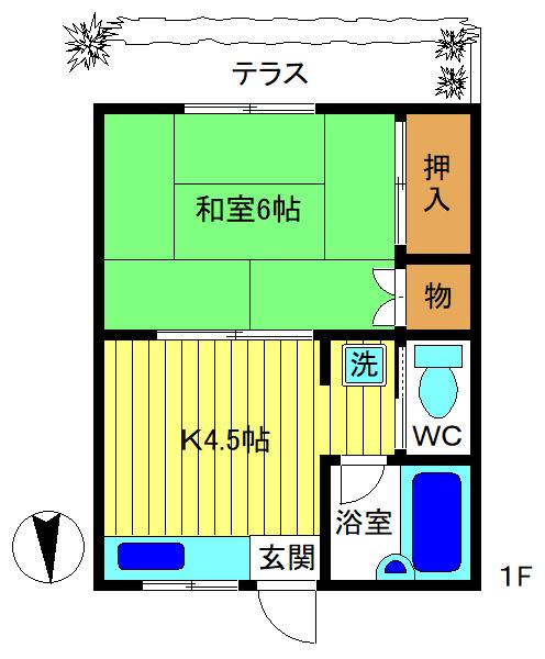 S-1233(1K/1階)の間取り写真
