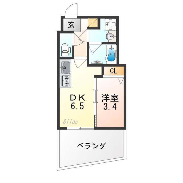 ヴィラ白川(1DK/1階)の間取り写真