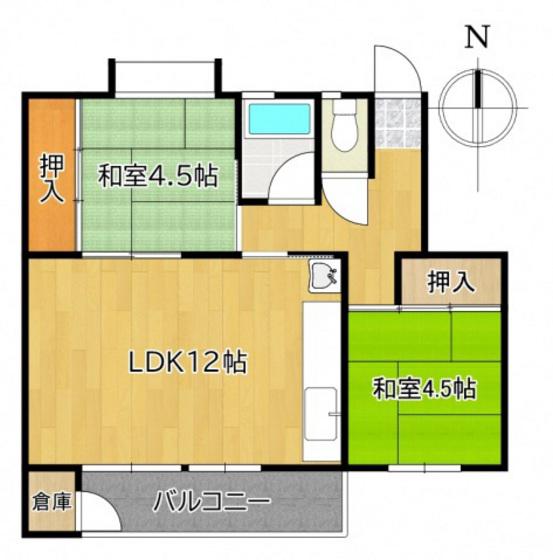 鈴が台団地D棟(2LDK/1階)の間取り写真