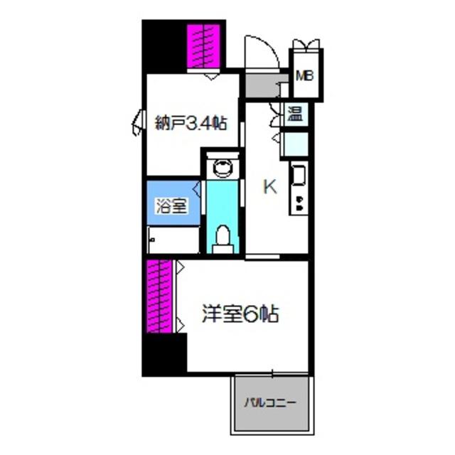 ディアコート宿屋町(1K/5階)の間取り写真